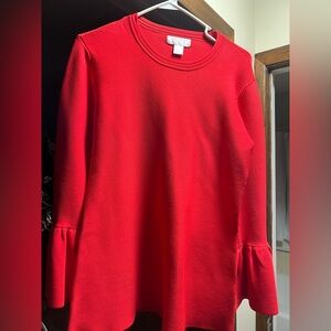 Rachel Parcell Vibrant Red Long Sleeve Top With Bell Sleeves